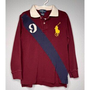 Polo By Ralph Lauren Boys Burgundy Long Sleeve Rugby Shirt SZ 6 Big Pony Preppy